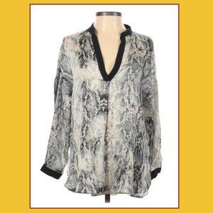 Zara Basics Animal Print (Snake) V-neck Tunic Top